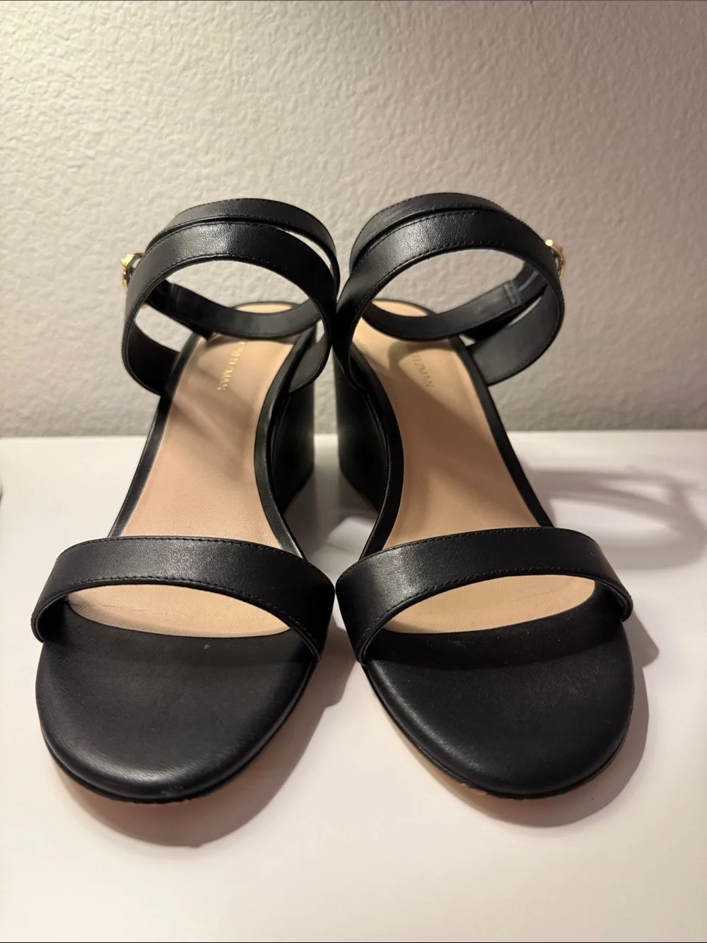 Stuart Weitzman Ava Ankle 75 wedge Sandal in Black Size 7.5